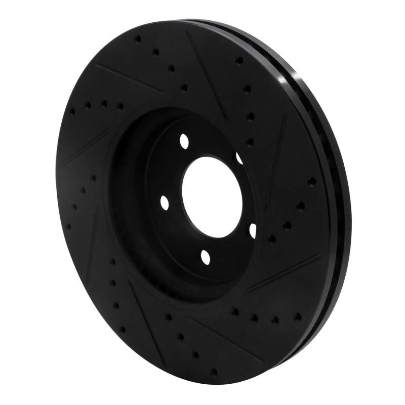 Jaguar S-Type Brake Rotor (1) - Front Left - R1 Concepts - Drilled & Slotted - Black - `06-`08